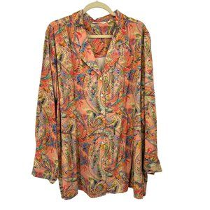 Soft Surroundings Plus Sz 3X Laia Paisley Pattern Rayon Blouse Tunic